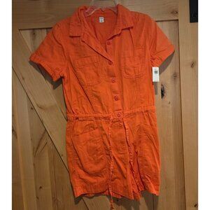 New! Old Navy Women's Size M 100% Cotton Sunset Flame Utility Romper